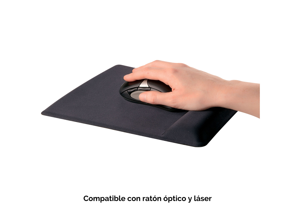 ALFOMBRILLA PARA RATON FELLOWES CANAL HEALTH-V NEGRA CON REPOSAMUÑECAS DE GEL 222X209,6X251 MM