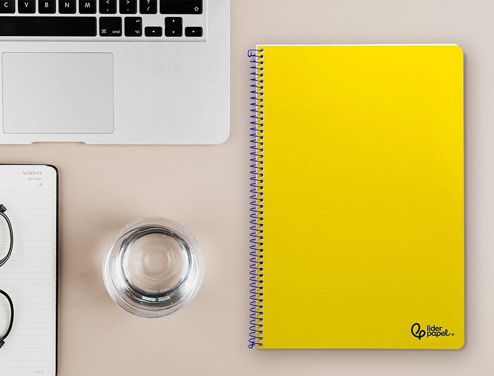 CUADERNO ESPIRAL LIDERPAPEL A4 SMART TAPA BLANDA 80H 75GR RAYADO HORIZONTAL CON MARGEN COLOR AMARILLO