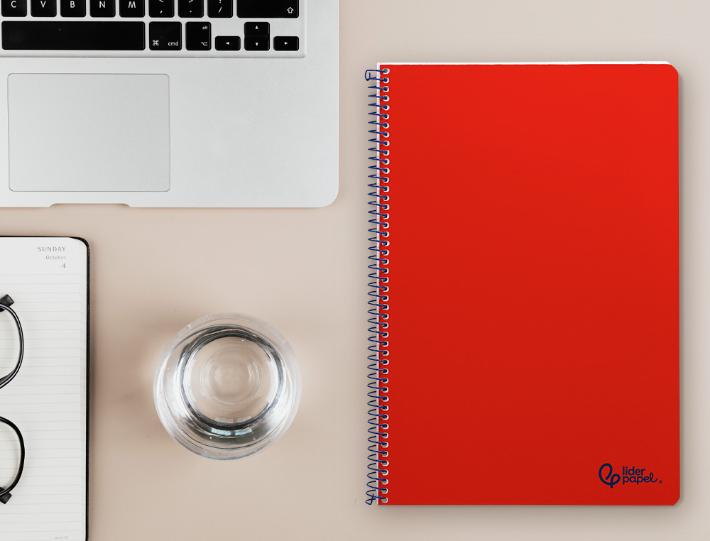 CUADERNO ESPIRAL LIDERPAPEL A4 SMART TAPA BLANDA 80H 75GR PAUTA 2,5MM CON MARGEN COLOR ROJO