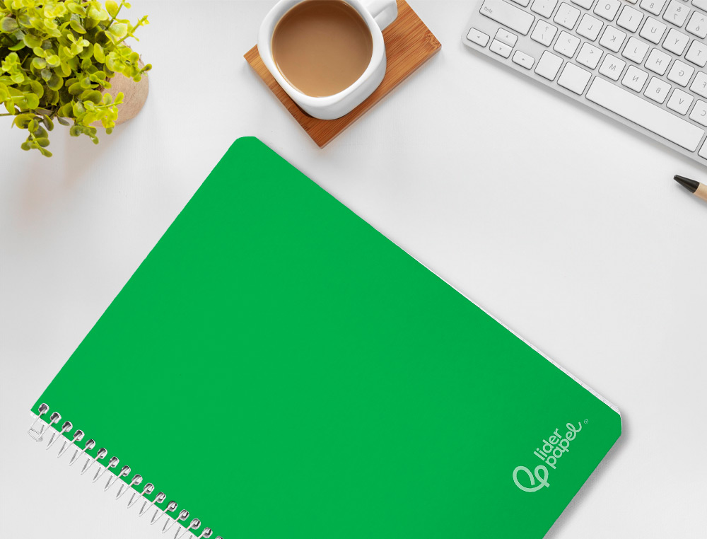 CUADERNO ESPIRAL LIDERPAPEL A4 WITTY TAPA DURA 80H 90GR PAUTA 2,5MM CON MARGEN COLOR VERDE