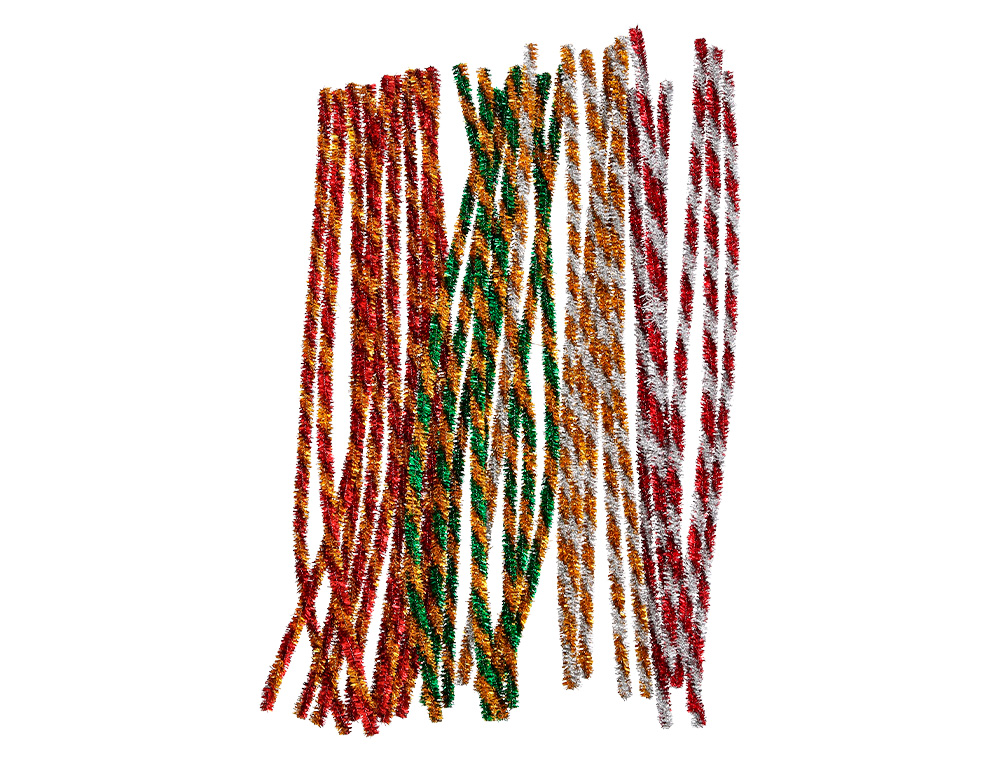 LIMPIAPIPAS DE CHENILLA LIDERPAPEL 30 CM DOS COLORES BRILLANTES SURTIDOS BOLSA DE 30 UNIDADES