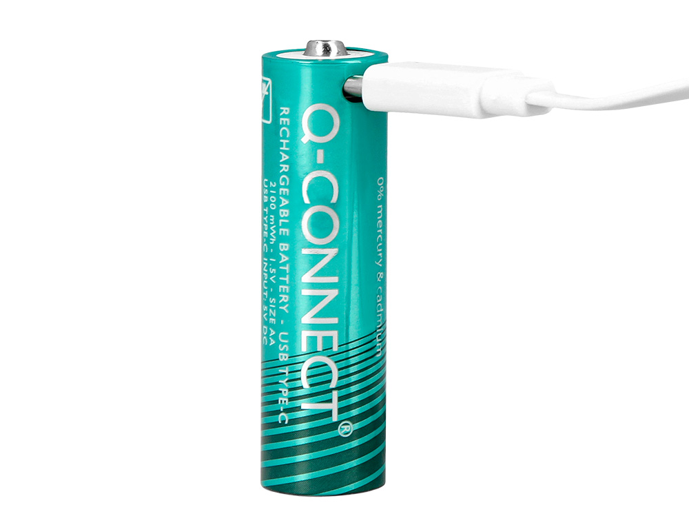 PILA Q-CONNECT AA RECARGABLE POR USB-C BLISTER DE 4 UNIDADES