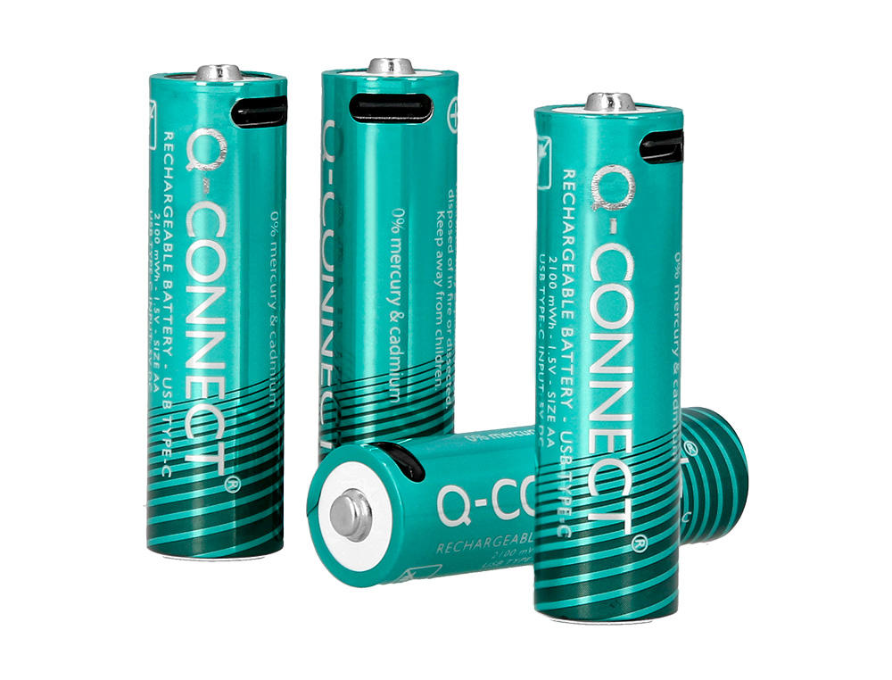 PILA Q-CONNECT AA RECARGABLE POR USB-C BLISTER DE 4 UNIDADES