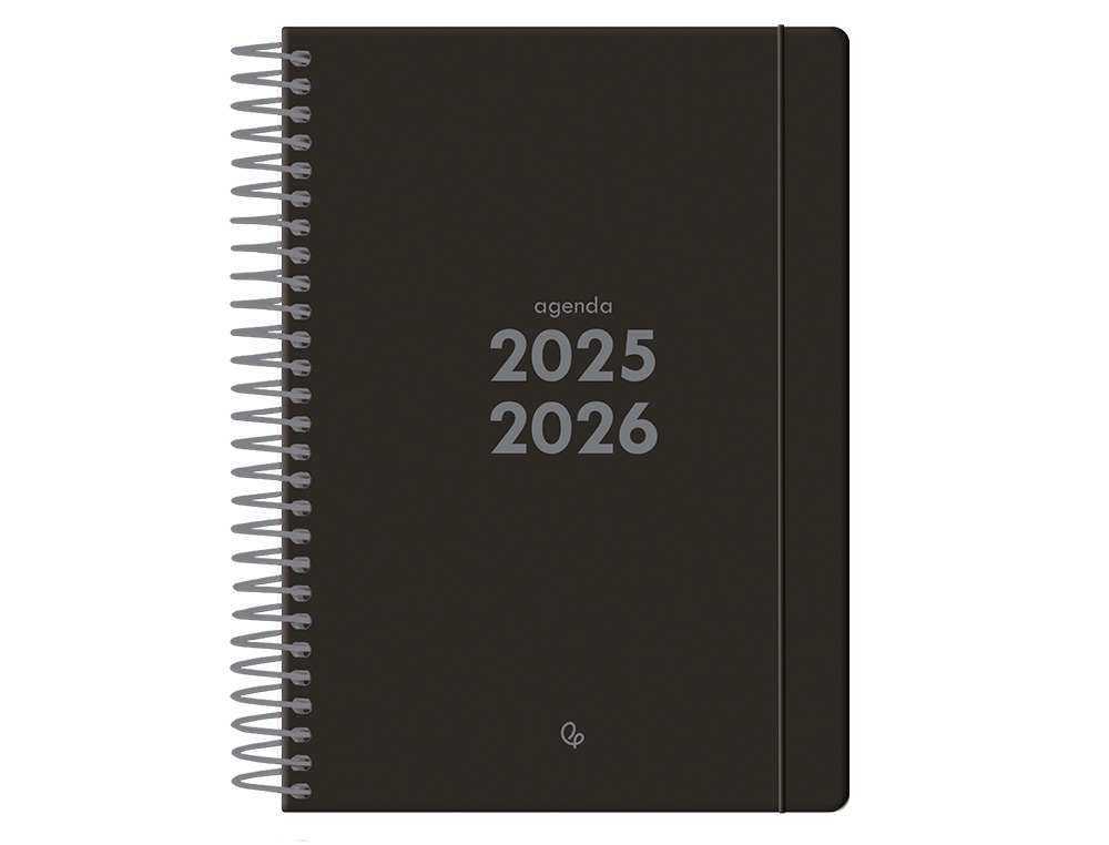 AGENDA ESCOLAR LIDERPAPEL 25-26 ESPIRAL BASIC NEGRO SEMANA VISTA A5 BILINGÜE PAPEL FSC 70 GR