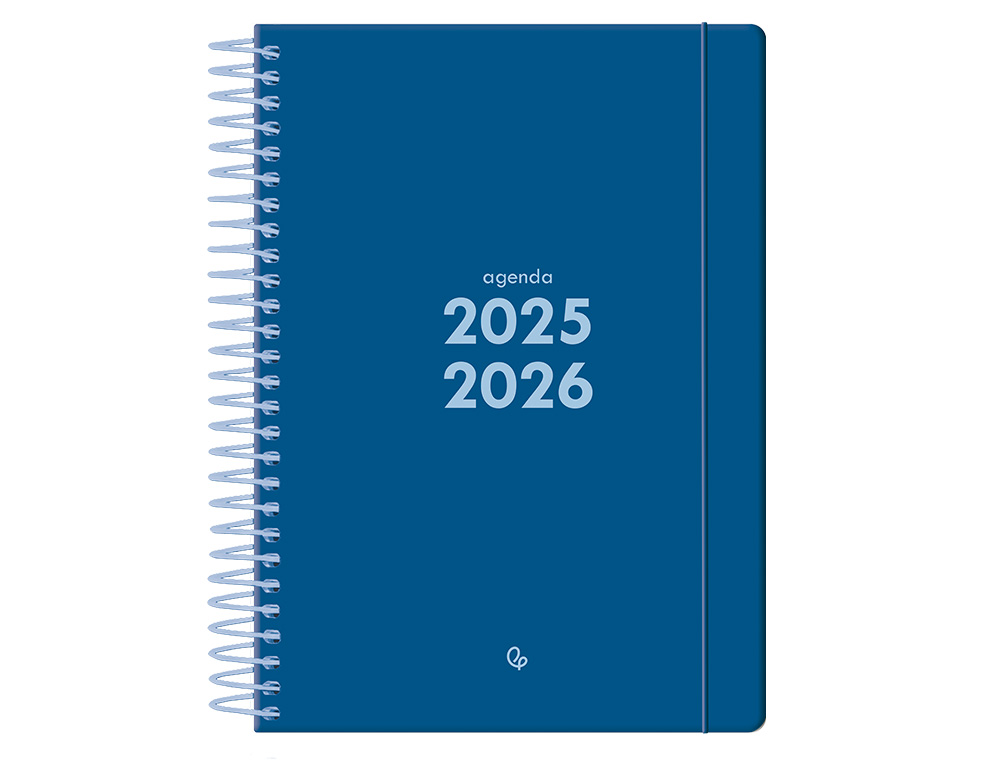 AGENDA ESCOLAR LIDERPAPEL 25- 26 ESPIRAL BASIC AZUL OSCURO SEMANA VISTA A5 BILINGÜE PAPEL FSC 70 GR