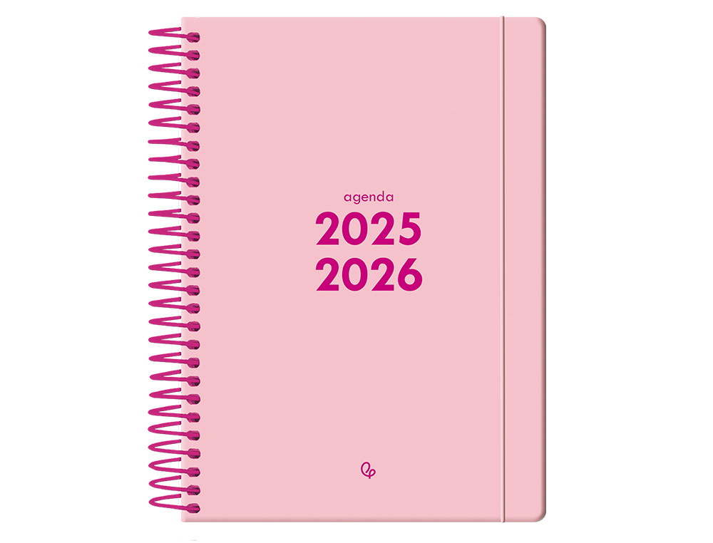 AGENDA ESCOLAR LIDERPAPEL 25-26 ESPIRAL BASIC ROSA DIA PAGINA A5 BILINGE PAPEL FSC 70 GR