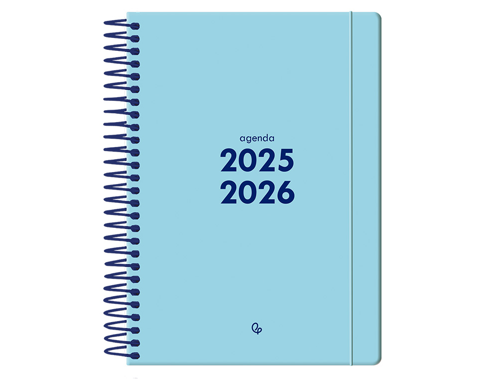 AGENDA ESCOLAR LIDERPAPEL 25-26 ESPIRAL BASIC AZUL 2 DIAS PAGINA A5 BILINGÜE PAPEL FSC 70 GR