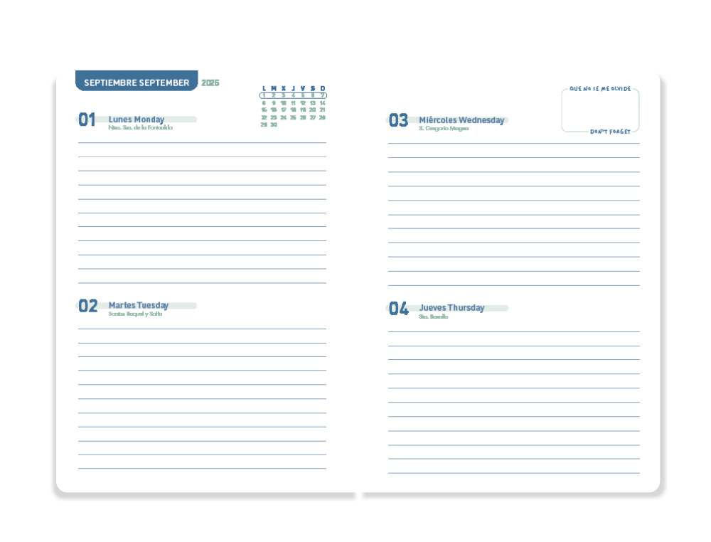 AGENDA ESCOLAR LIDERPAPEL 25-26 ESPIRAL BASIC NEGRO 2 DIAS PAGINA A5 BILINGÜE PAPEL FSC 70 GR