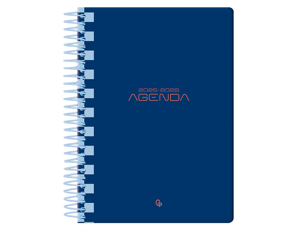 AGENDA ESCOLAR LIDERPAPEL 25-2 6 ESPIRAL CLASSIC AZUL OSCURO SEMANA VISTA A5 BILINGÜE PAPEL FSC 70 GR