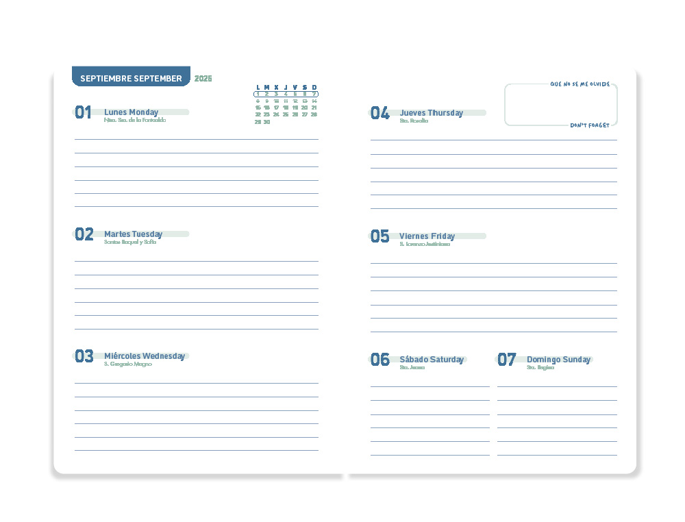 AGENDA ESCOLAR LIDERPAPEL 25-2 6 ESPIRAL CLASSIC AZUL OSCURO SEMANA VISTA A5 BILINGÜE PAPEL FSC 70 GR