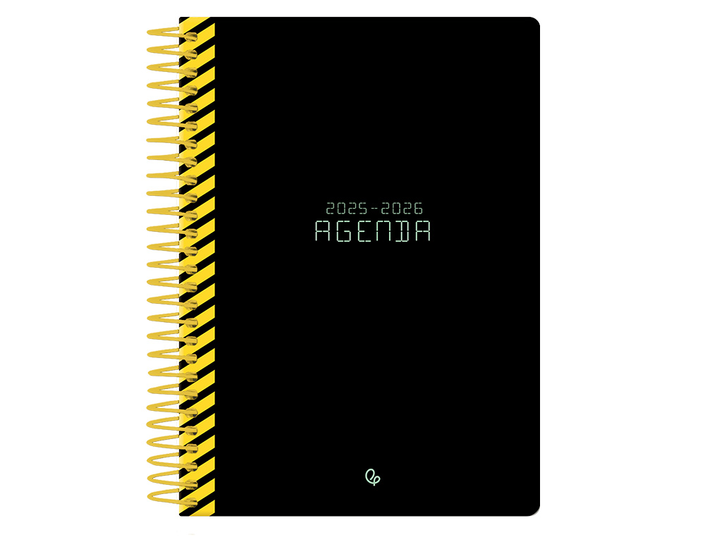 AGENDA ESCOLAR LIDERPAPEL 25-26 ESPIRAL CLASSIC NEGRO SEMANA VISTA A5 BILINGÜE PAPEL FSC 70 GR