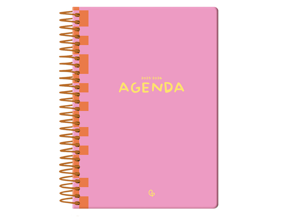 AGENDA ESCOLAR LIDERPAPEL 25-26 ESPIRAL CLASSIC ROSA DIAPAGINA A5 BILINGÜE PAPEL FSC 70 GR