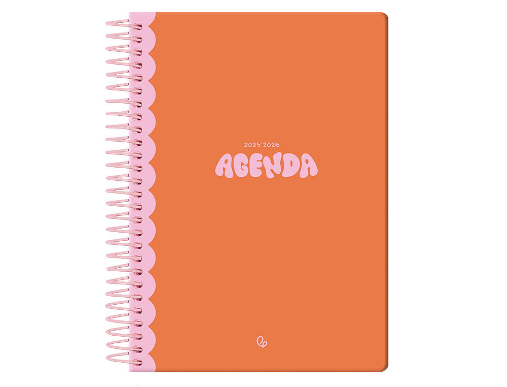 AGENDA ESCOLAR LIDERPAPEL 25-26 ESPIRAL CLASSIC NARANJA DIA PAGINA A5 BILINGÜE PAPEL FSC 70 GR