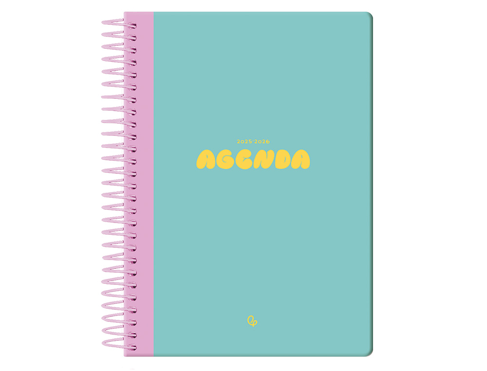 AGENDA ESCOLAR LIDERPAPEL 25-26 ESPIRAL CLASSIC AZUL TURQUESA DIA PAGINA A5 BILINGÜE PAPEL FSC 70 GR