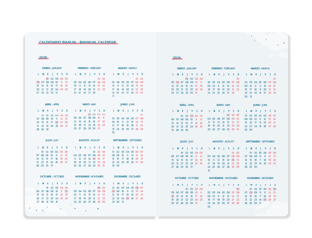 AGENDA ESCOLAR LIDERPAPEL 25-26 ESPIRAL PETITE FRESAS SEMANA VISTA A5 BILINGE PAPEL FSC 80 GR