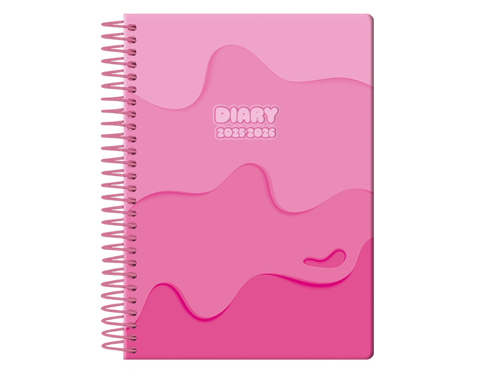 AGENDA ESCOLAR LIDERPAPEL 25-26 ESPIRAL MELTING ROSA SEMANA VISTA A5 BILINGÜE PAPEL FSC 80 GR