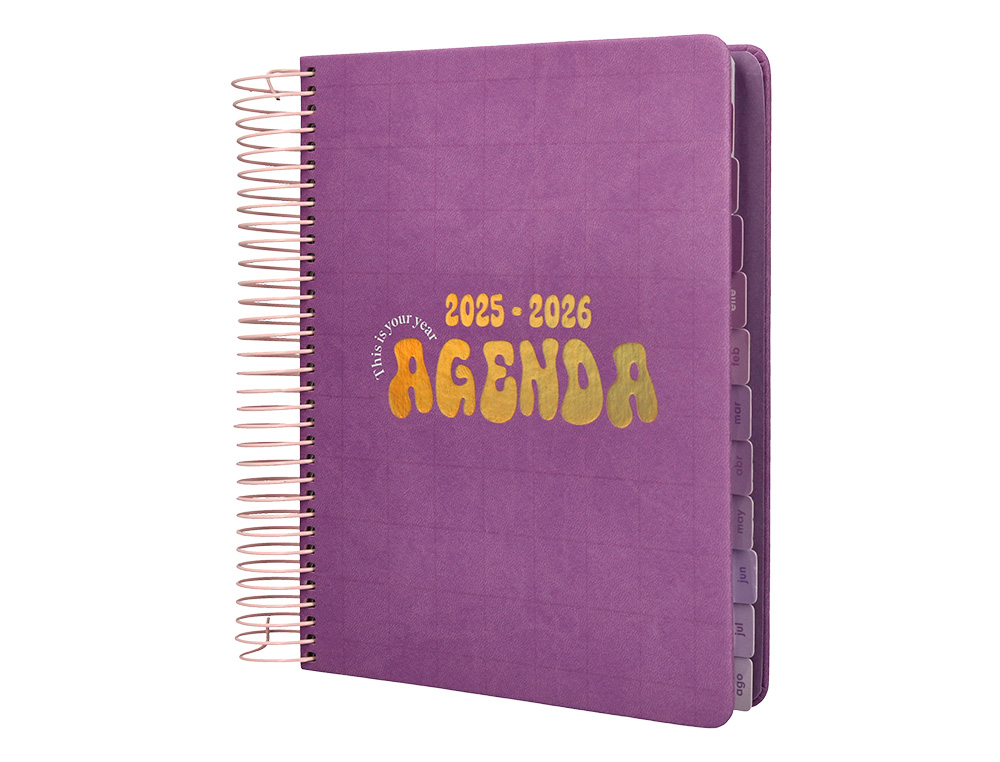 AGENDA ESCOLAR LIDERPAPEL 25-26 ESPIRAL KYMOLOS DIA PAGINA A5 BILINGE PAPEL FSC 80 GR