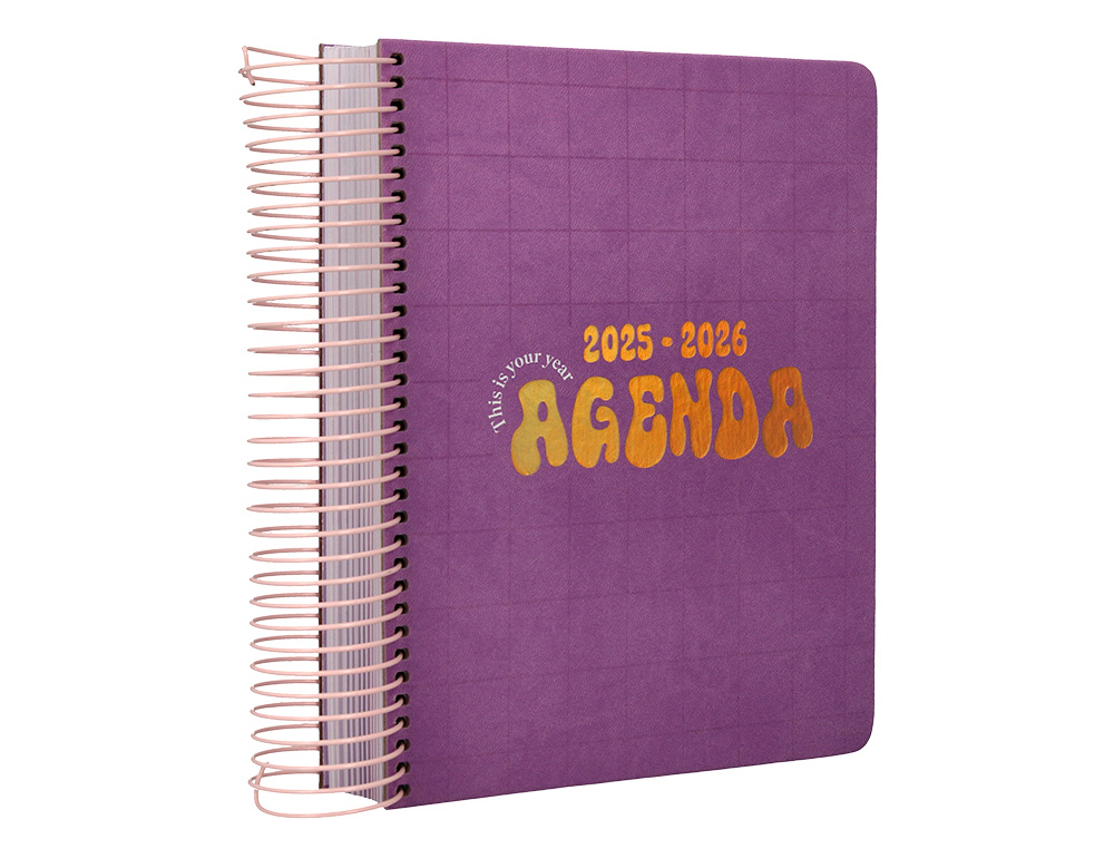 AGENDA ESCOLAR LIDERPAPEL 25-26 ESPIRAL KYMOLOS DIA PAGINA A5 BILINGE PAPEL FSC 80 GR