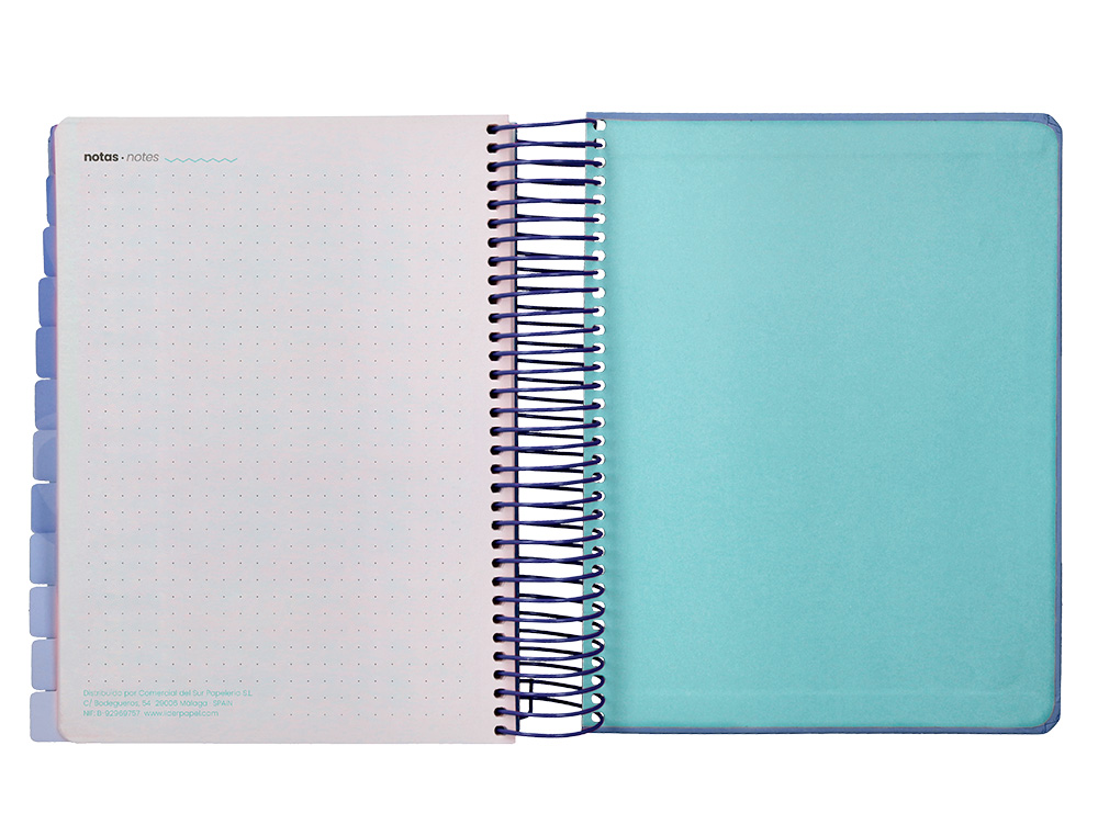 AGENDA ESCOLAR LIDERPAPEL 25-26 ESPIRAL PATTERNS RAYOS AZUL DIA PAGINA A5 BILINGÜE PAPEL FSC 80 GR