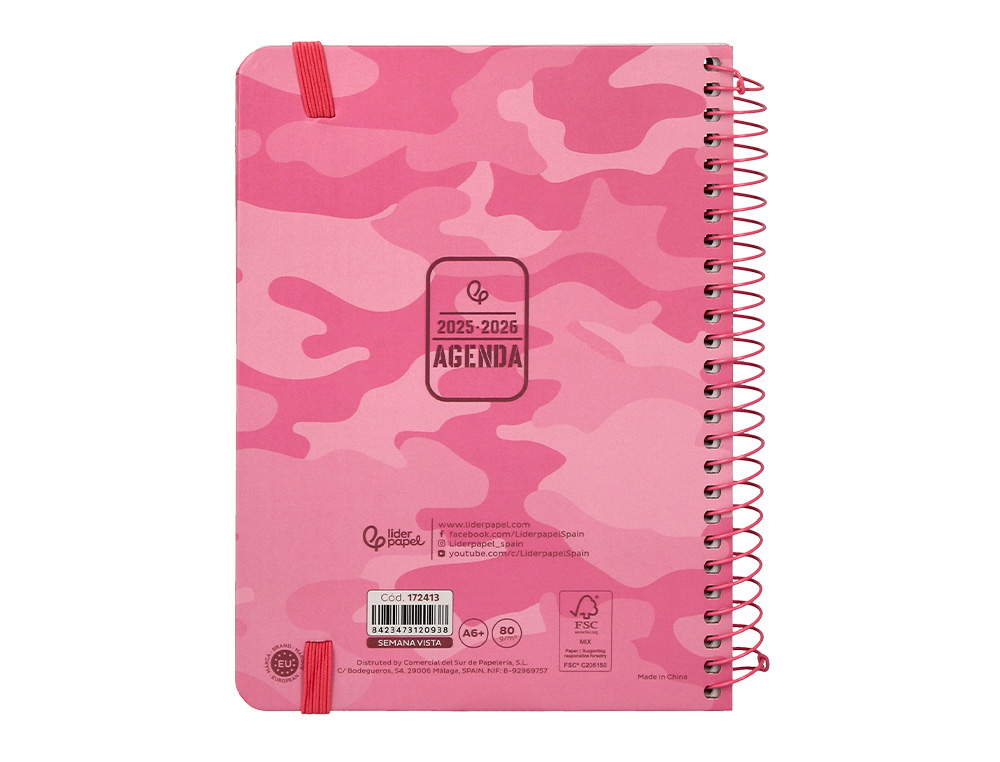 AGENDA ESCOLAR LIDERPAPEL 25-26 TEENS PATTERNS ABSTRACT PATTERN SEMANA VISTA A6 BILINGUE PAPEL FSC 80 GR
