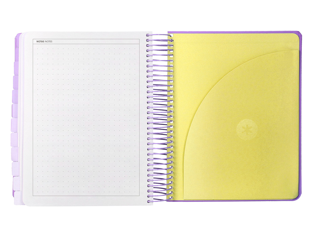 AGENDA ESCOLAR ANTARTIK 25-26 ESPIRAL HERE AND NOW MORADO DIA PAGINA A5 BILINGÜE PAPEL FSC 80 GR