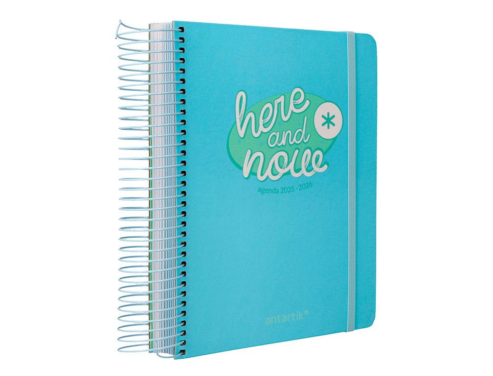 AGENDA ESCOLAR ANTARTIK 25-26 ESPIRAL HERE AND NOW AZUL DIA PAGINA A5 BILINGÜE PAPEL FSC 80 GR 80 GR
