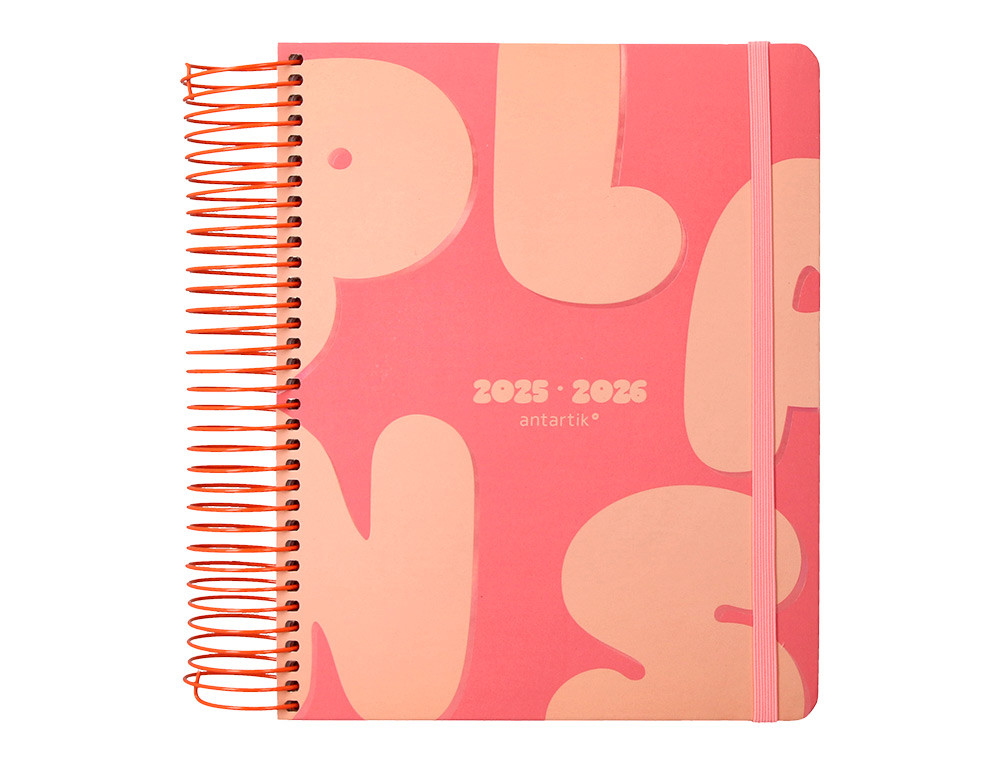 AGENDA ESCOLAR ANTARTIK 25-26 ESPIRAL PLANS NARANJA DIA PAGINA A5 BILINGÜE PAPEL FSC 80 GR