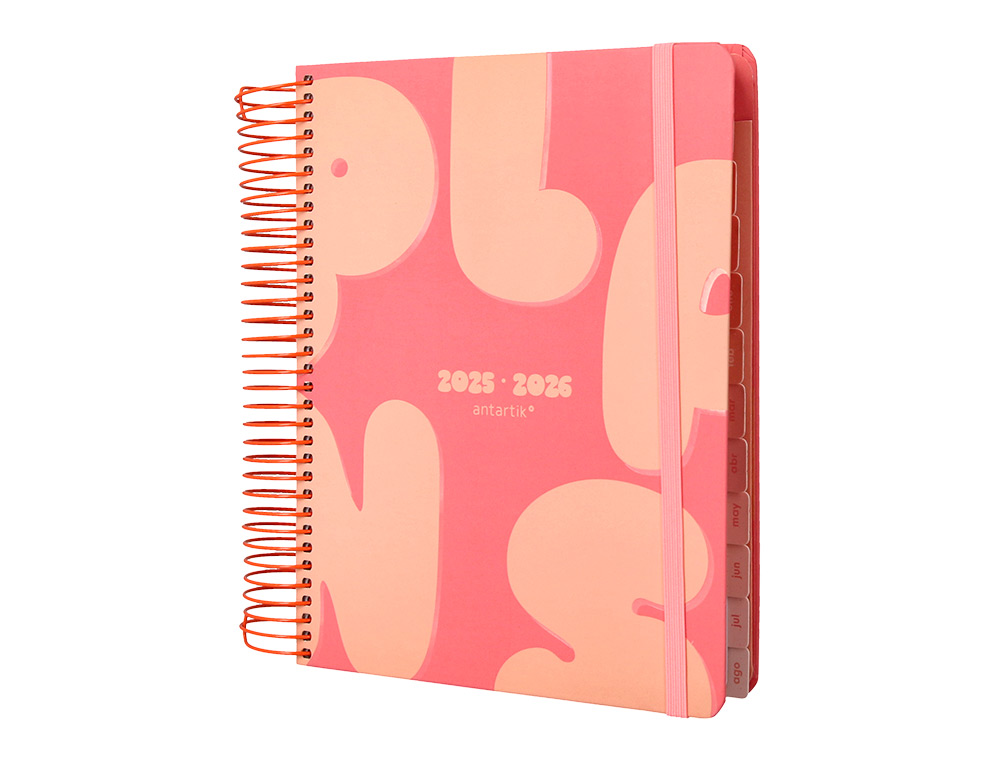 AGENDA ESCOLAR ANTARTIK 25-26 ESPIRAL PLANS NARANJA DIA PAGINA A5 BILINGÜE PAPEL FSC 80 GR