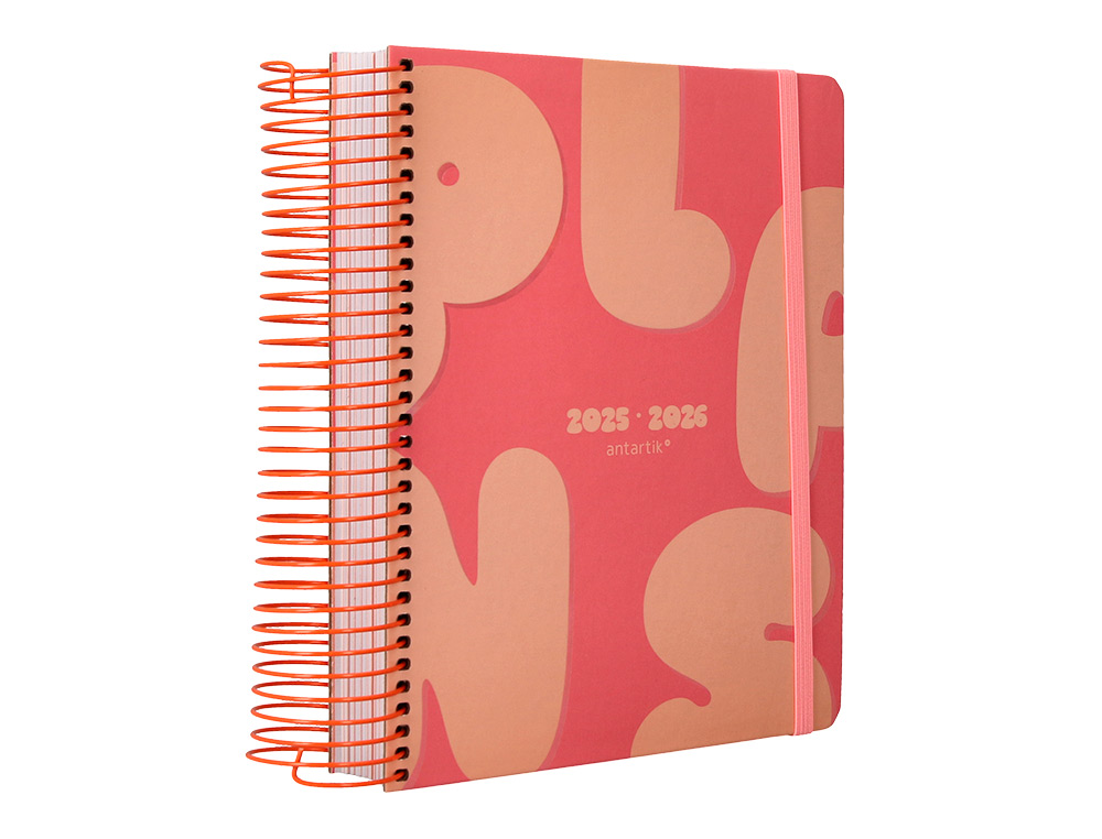 AGENDA ESCOLAR ANTARTIK 25-26 ESPIRAL PLANS NARANJA DIA PAGINA A5 BILINGÜE PAPEL FSC 80 GR