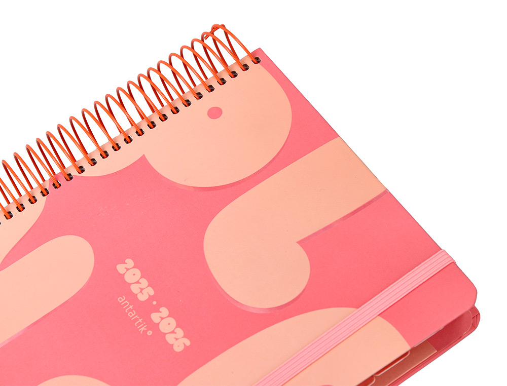 AGENDA ESCOLAR ANTARTIK 25-26 ESPIRAL PLANS NARANJA DIA PAGINA A5 BILINGÜE PAPEL FSC 80 GR