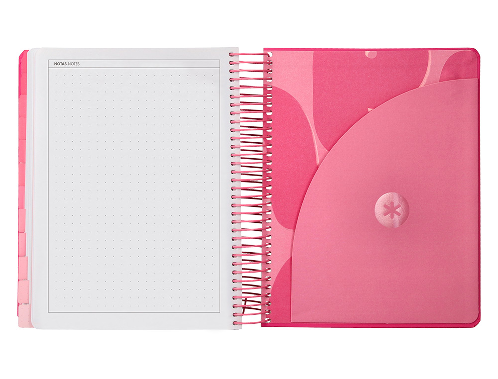 AGENDA ESCOLAR ANTARTIK 25-26 ESPIRAL PLANS ROSA FUCSIA DIA PAGINA A5 BILINGÜE PAPEL FSC 80 GR