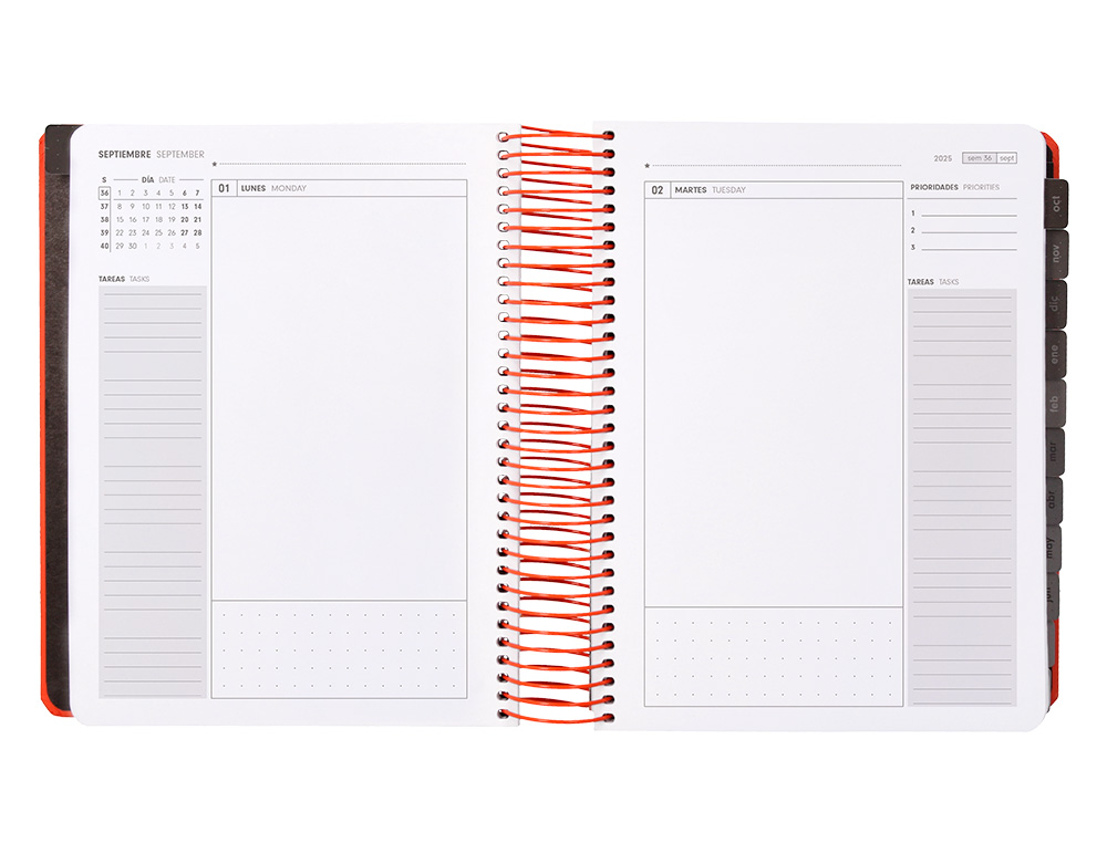 AGENDA ESCOLAR ANTARTIK 25-26 ESPIRAL NEON ROSA DIA PAGINA A5 BILINGÜE PAPEL FSC 80 GR