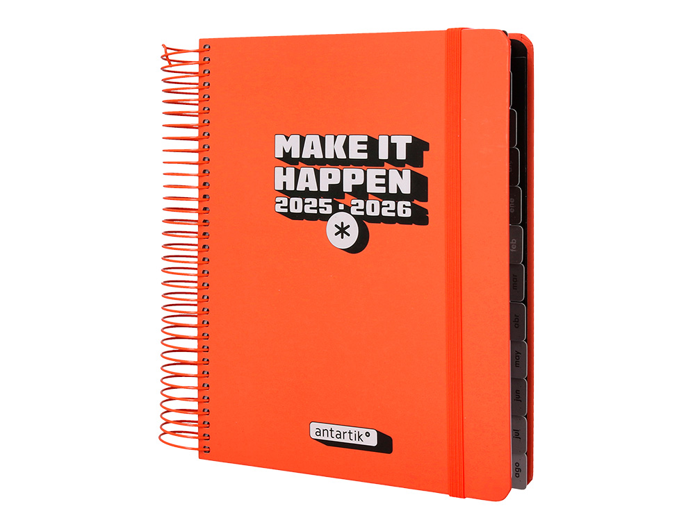 AGENDA ESCOLAR ANTARTIK 25-26 ESPIRAL NEON ROSA DIA PAGINA A5 BILINGÜE PAPEL FSC 80 GR