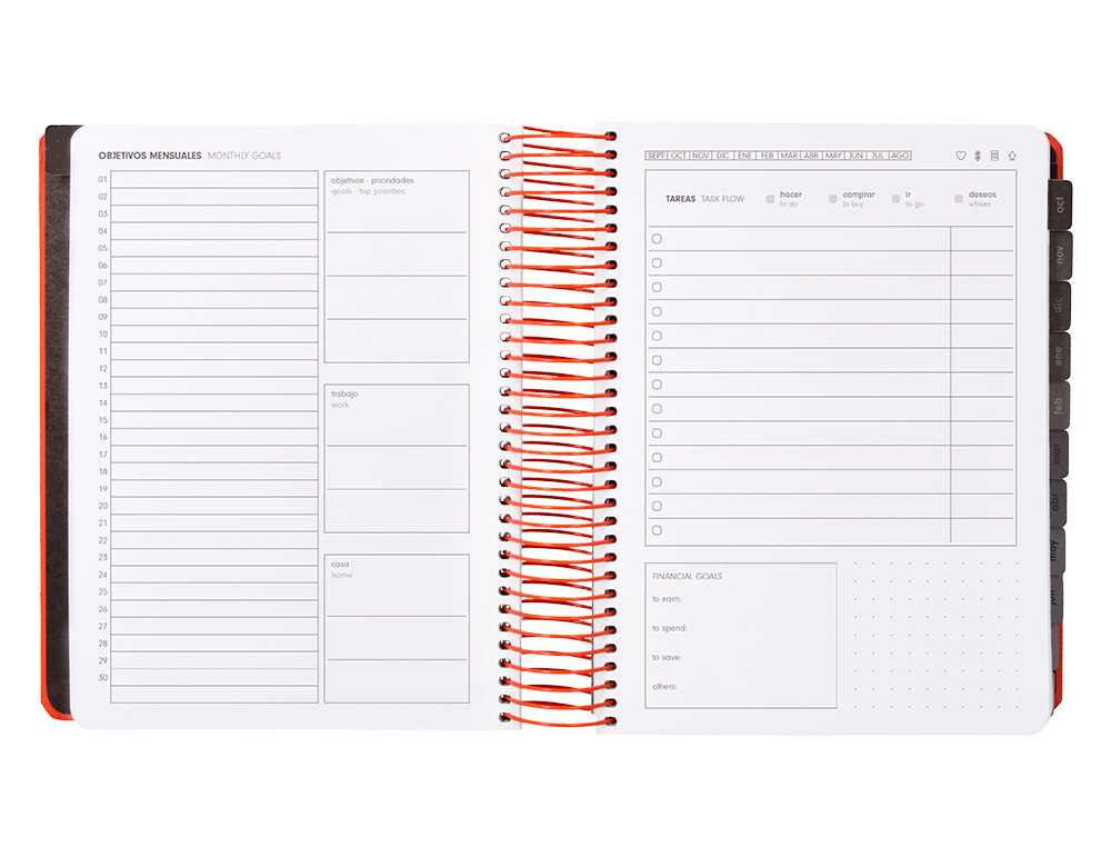 AGENDA ESCOLAR ANTARTIK 25-26 ESPIRAL NEON ROSA DIA PAGINA A5 BILINGÜE PAPEL FSC 80 GR