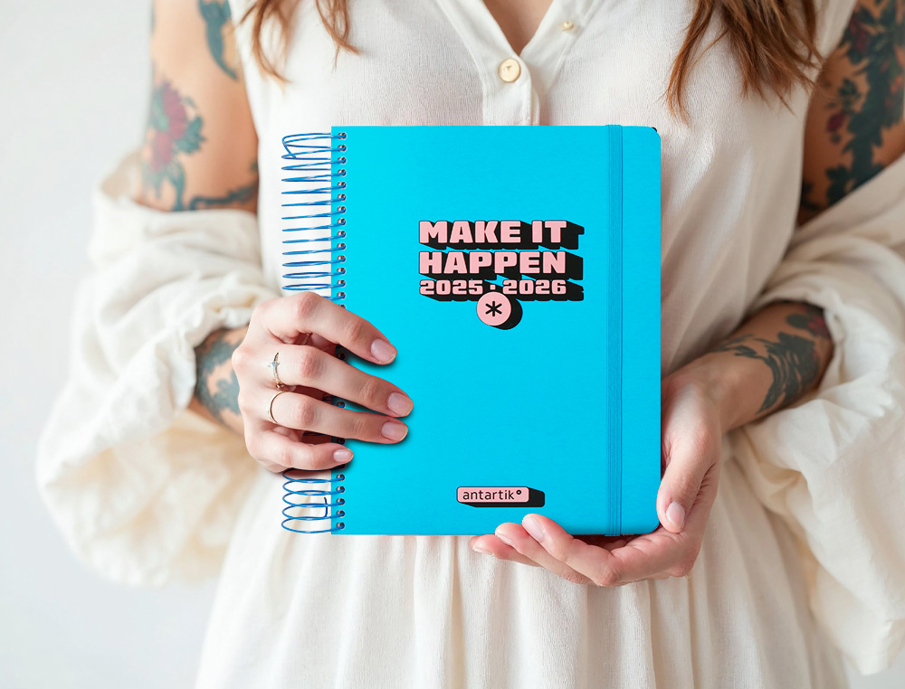 AGENDA ESCOLAR ANTARTIK 25-26 ESPIRAL NEON AZUL DIA PAGINA A5 BILINGÜE PAPEL FSC 80 GR