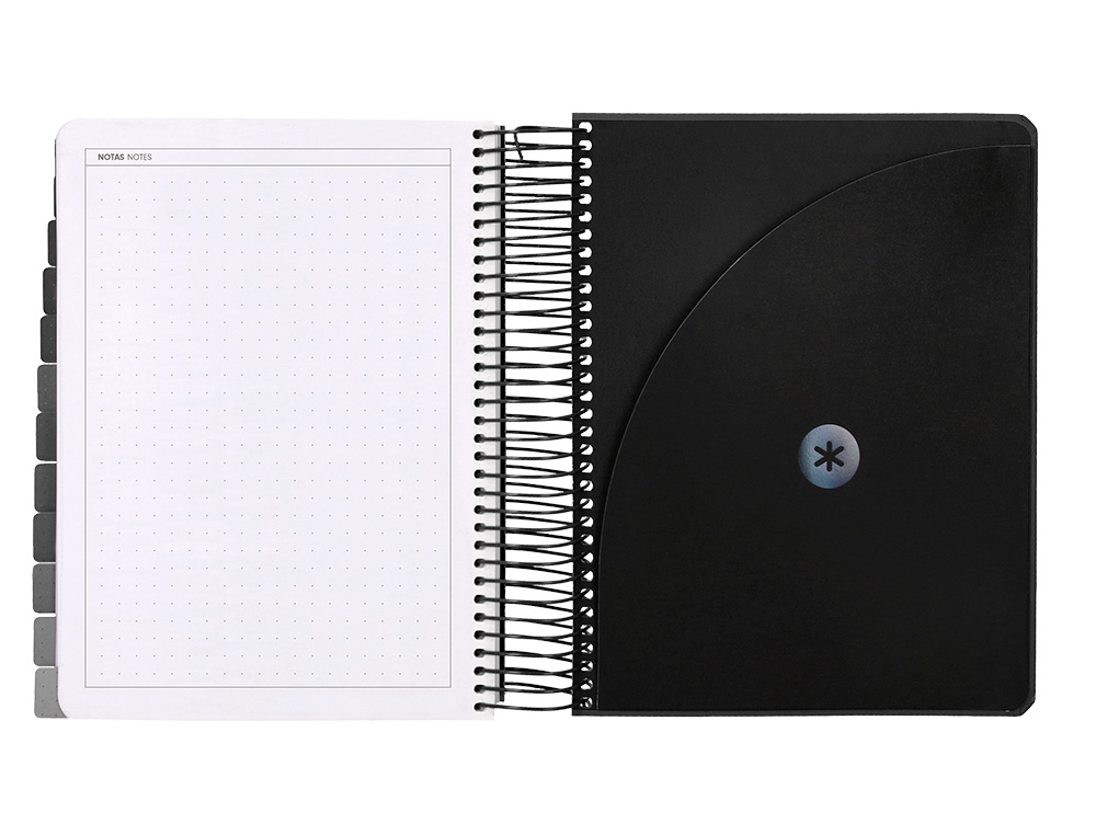 AGENDA ESCOLAR ANTARTIK 25-26 ESPIRAL NEON NEGRO DIA PAGINA A5 BILINGÜE PAPEL FSC 80 GR