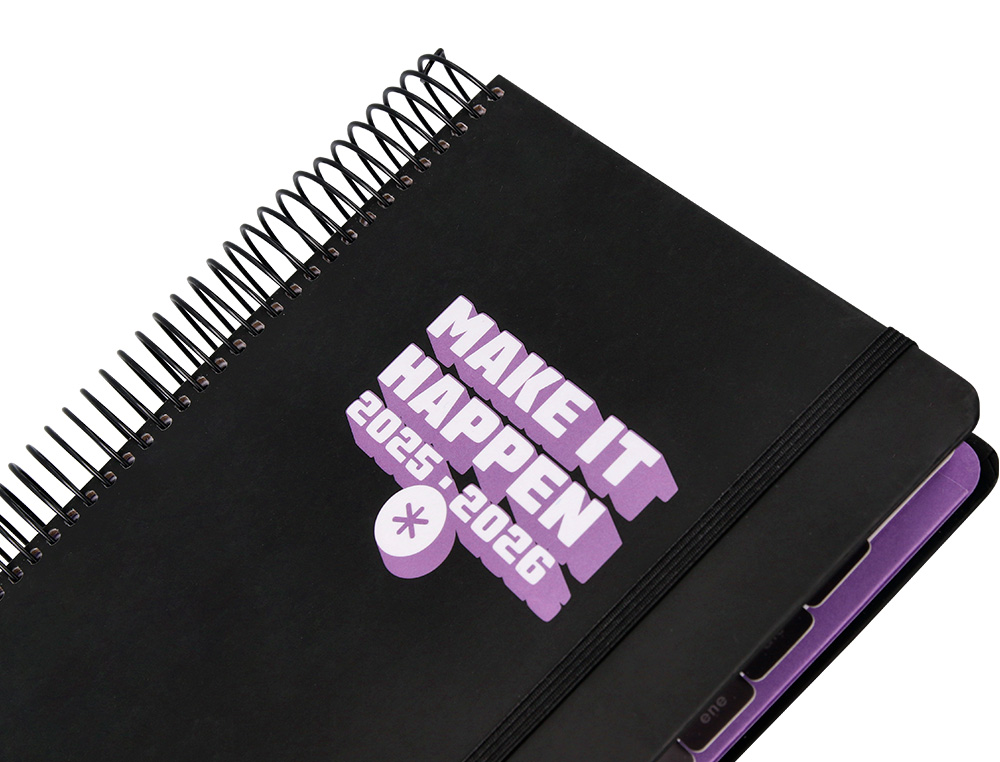 AGENDA ESCOLAR ANTARTIK 25-26 ESPIRAL NEON NEGRO DIA PAGINA A5 BILINGÜE PAPEL FSC 80 GR