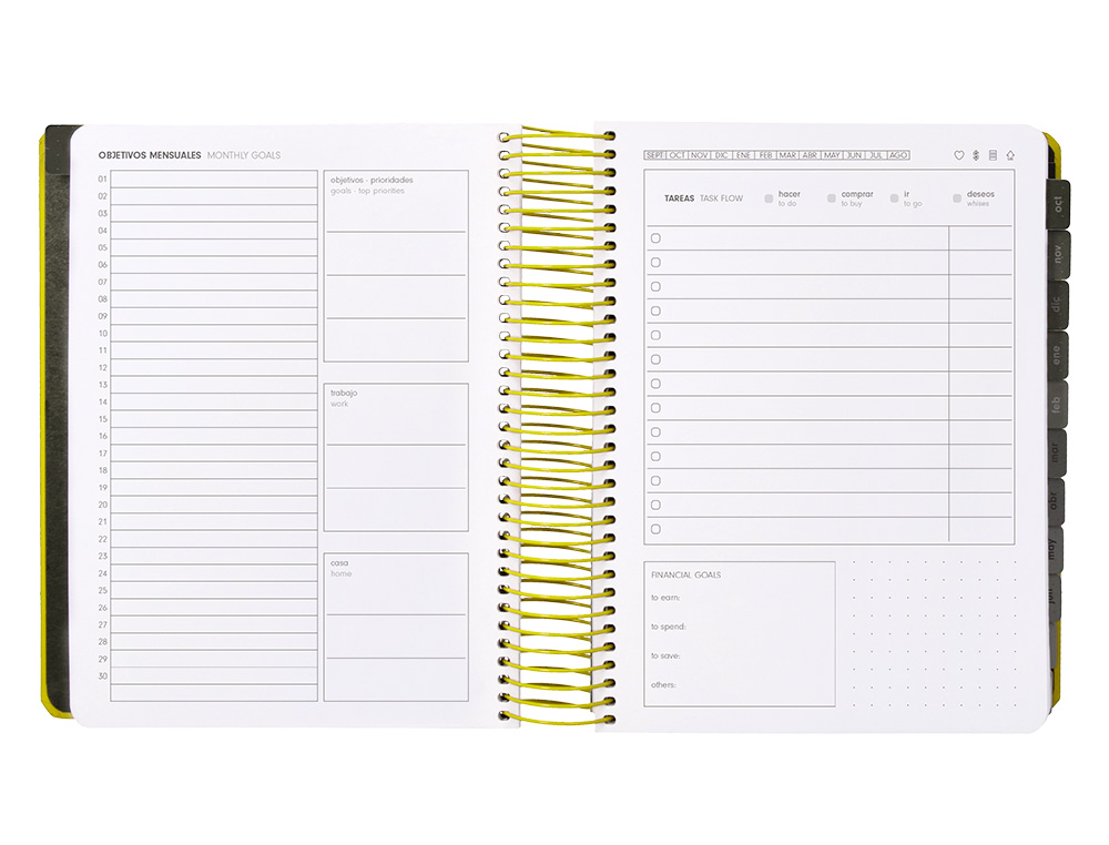 AGENDA ESCOLAR ANTARTIK 25-26 ESPIRAL NEON AMARILLO DIA PAGINA A5 BILINGE PAPEL FSC 80 GR