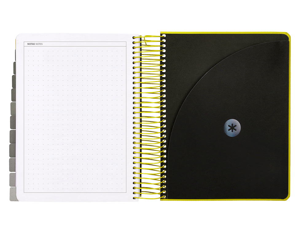 AGENDA ESCOLAR ANTARTIK 25-26 ESPIRAL NEON AMARILLO DIA PAGINA A5 BILINGE PAPEL FSC 80 GR