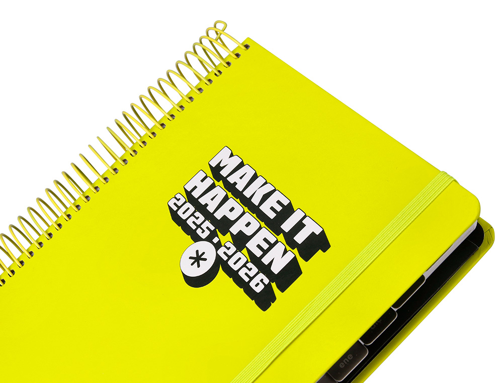 AGENDA ESCOLAR ANTARTIK 25-26 ESPIRAL NEON AMARILLO DIA PAGINA A5 BILINGE PAPEL FSC 80 GR