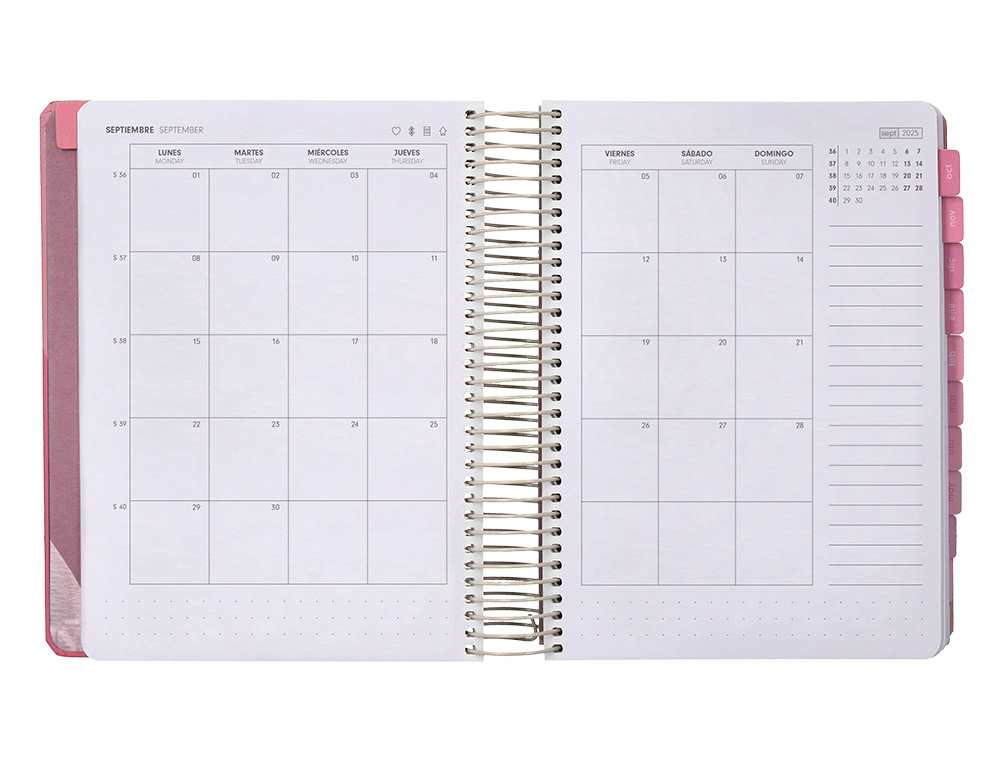 AGENDA ESCOLAR ANTARTIK 25-26 ESPIRAL FUN DAY ROSA DIA PAGINA A5 BILINGÜE PAPEL FSC 80 GR