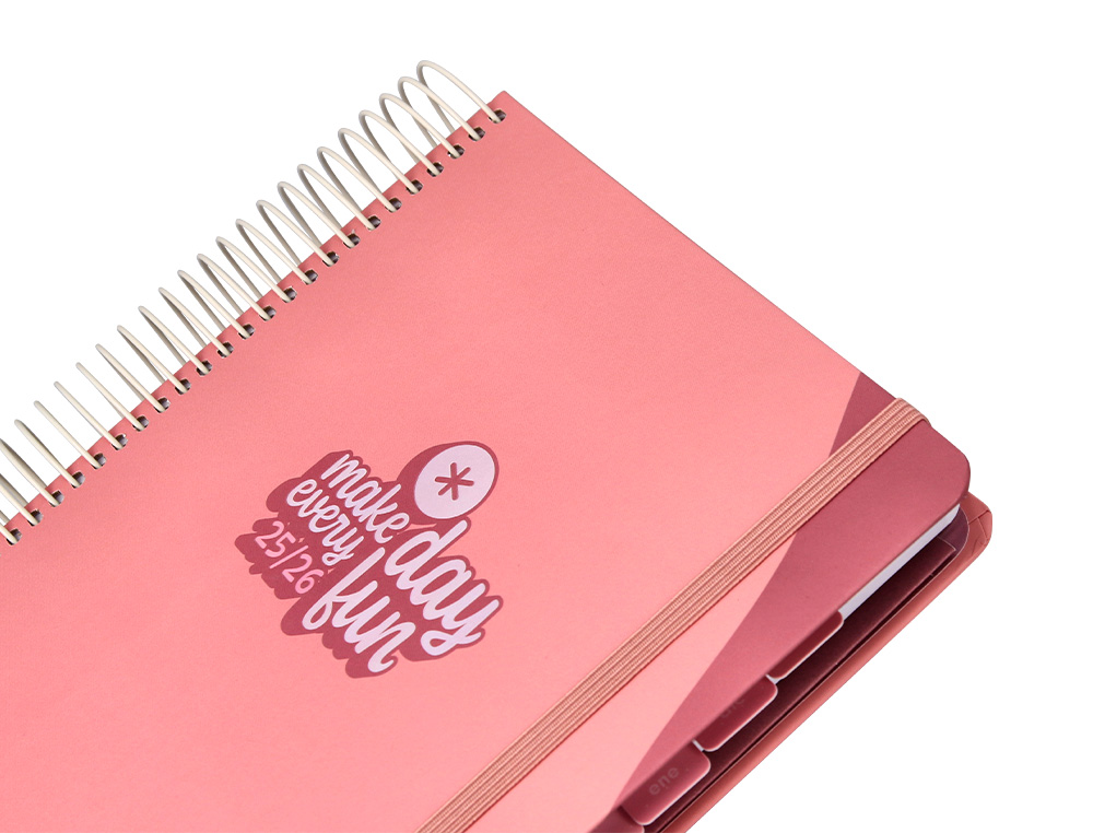 AGENDA ESCOLAR ANTARTIK 25-26 ESPIRAL FUN DAY ROSA DIA PAGINA A5 BILINGÜE PAPEL FSC 80 GR