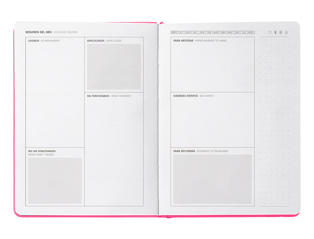 AGENDA ESCOLAR ANTARTIK 25-26 ENCUADERNADA GO! SIMIL PIEL FUCSIA SEMANA VISTA A5 BILINGÜE PAPEL FSC 80 GR