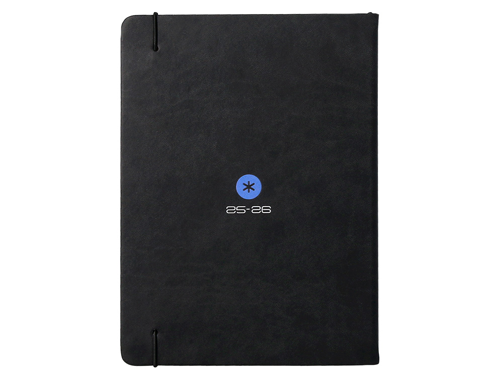 AGENDA ESCOLAR ANTARTIK 25-26 ENCUADERNADA GO! SIMIL PIEL NEGRO SEMANA VISTA A5 BILINGÜEPAPEL FSC 80 GR