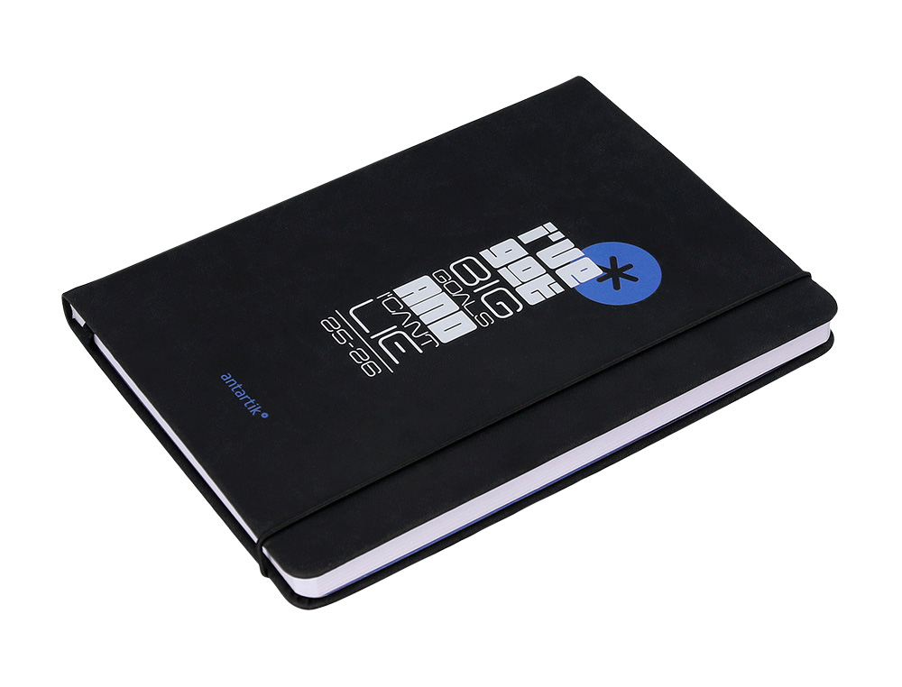 AGENDA ESCOLAR ANTARTIK 25-26 ENCUADERNADA GO! SIMIL PIEL NEGRO SEMANA VISTA A5 BILINGÜEPAPEL FSC 80 GR