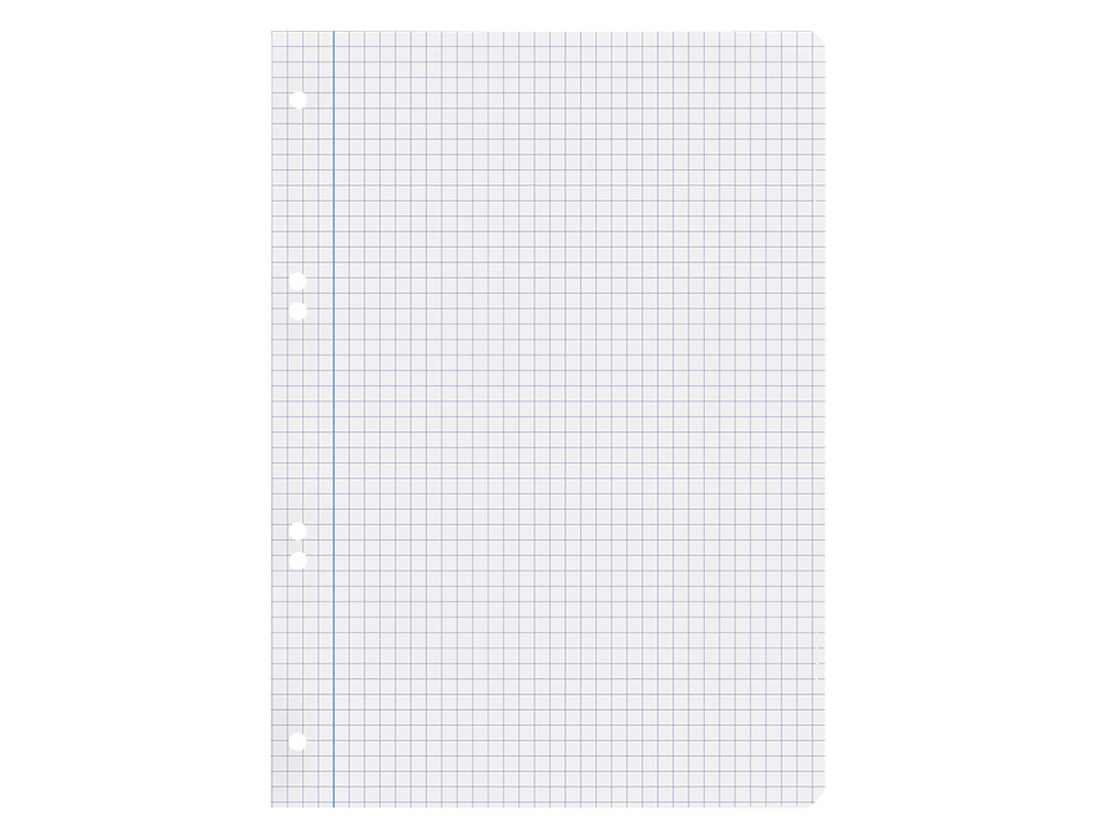 RECAMBIO LIDERPAPEL A5 100 HOJAS 75GR CUADRO 6MM CON MARGEN 6 TALADROS
