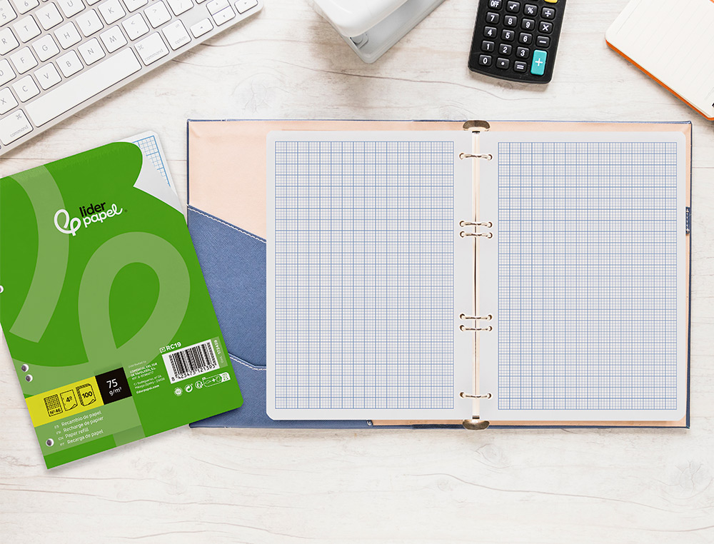 RECAMBIO LIDERPAPEL DIN A5 100 HOJAS 75G/M2 RAYADO Nº 46 6 TALADROS
