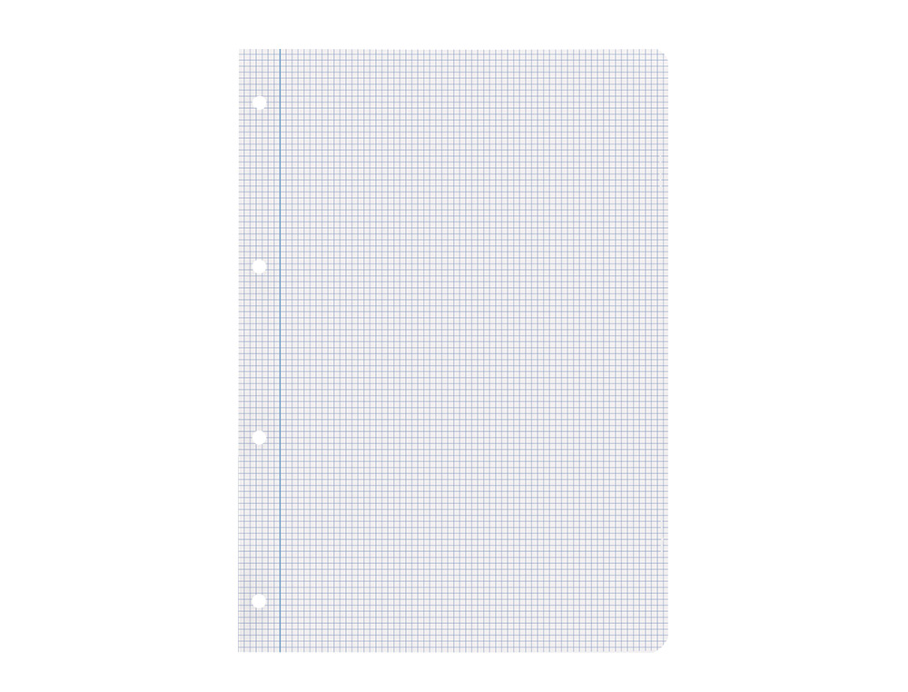 RECAMBIO LIDERPAPEL DIN A4 100 HOJAS 75 GR CUADRO 3 MM CON MARGEN 4 TALADROS