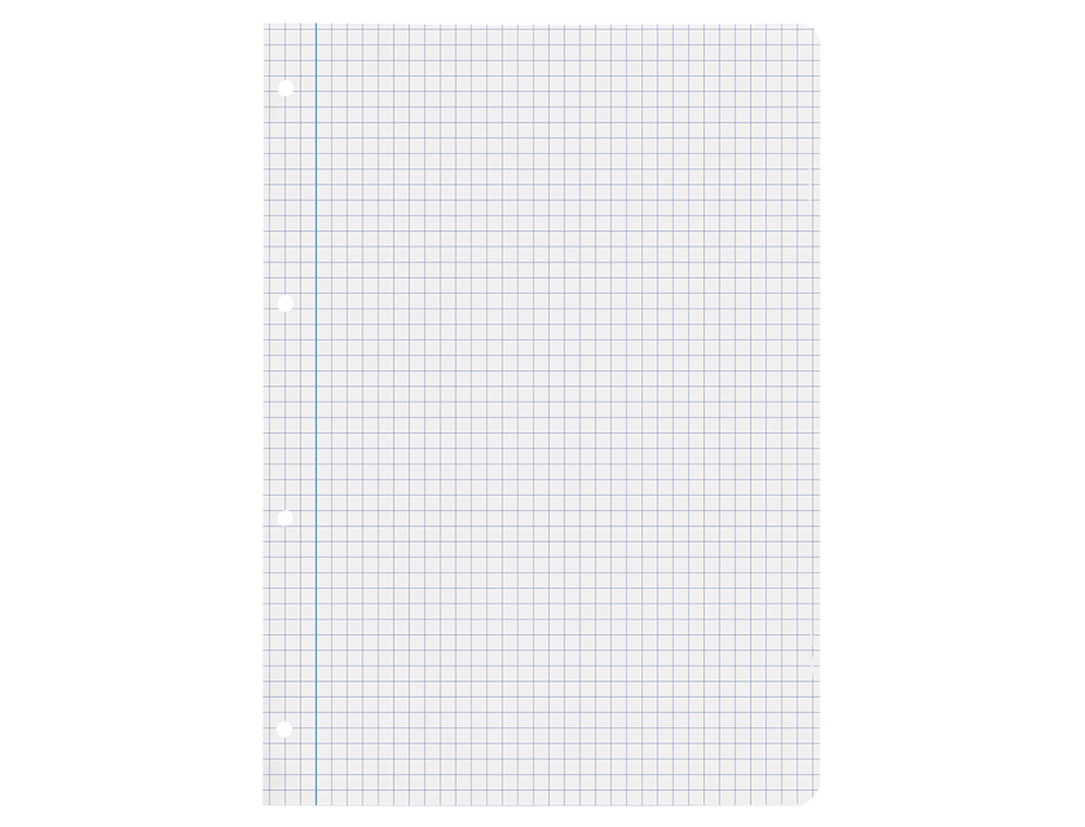 RECAMBIO LIDERPAPEL A4 100 HOJAS 75GR CUADRO 6MM 4 TALADROS CON MARGEN