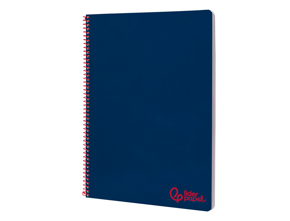 CUADERNO ESPIRAL LIDERPAPEL A4 WONDER TAPA PLASTICO 80H 90GR PAUTA ANCHA 3,5MM CON MARGEN COLOR AZUL MARINO